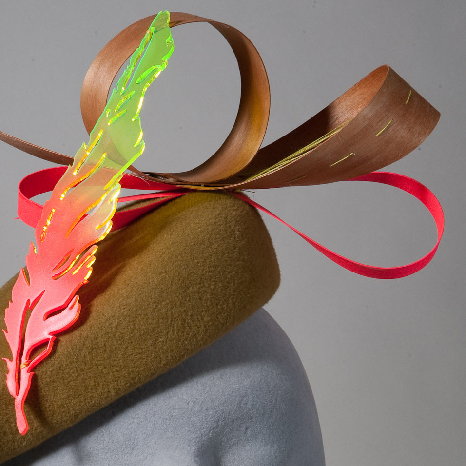 Hat with lasercut feather
